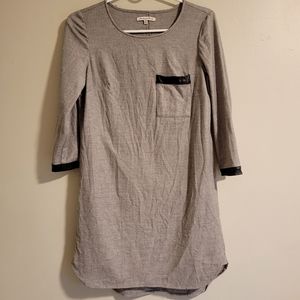 Broadway & Broome Wool + Leather Shift Dress, XS